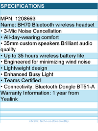 Yealink 1208663 Headset BH70 Dual Teams USB-A Black Retail