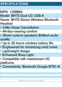 Yealink 1208664 Headset - BH70 Dual UC USB-A Bluetooth5.2 Black Retail