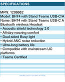 Yealink 1208682 Headset -BH74 with Stand Teams USB-C A Bluetooth wireless Retail