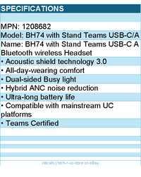 Yealink 1208682 Headset -BH74 with Stand Teams USB-C A Bluetooth wireless Retail