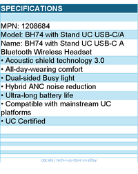 Yealink 1208684 BH74 with Stand UC USB-C A Bluetooth Wireless Headset Retail