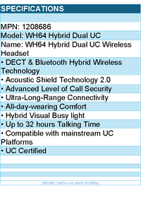 Yealink 1208686 WH64 Hybrid Dual UC Wireless Headset - Black