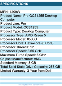 Dell 1209W Pro QCS1255 Desktop Computer - AMD Ryzen 5 8500G - Slim PC