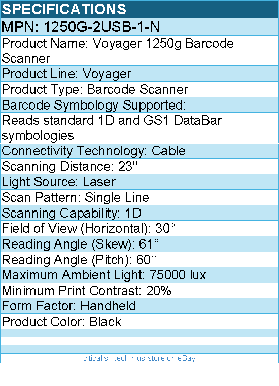 Honeywell 1250G-2USB-1-N Voyager 1250g Barcode Scanner - Cable