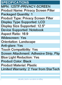 StarTech 125TF-PRIVACY-SCREEN 12.5-inch 16:9 Flip-Up Privacy Screen with Touch