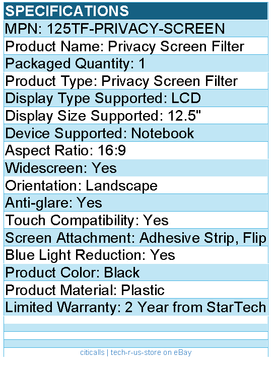 StarTech 125TF-PRIVACY-SCREEN 12.5-inch 16:9 Flip-Up Privacy Screen with Touch