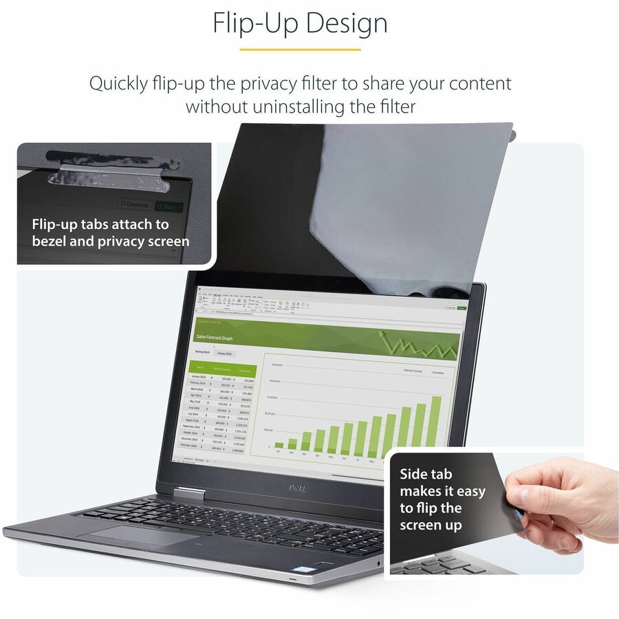 StarTech 125TF-PRIVACY-SCREEN 12.5-inch 16:9 Flip-Up Privacy Screen with Touch