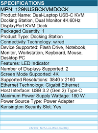 StarTech 129NUSBCKVMDOCK Dual-Laptop USB-C KVM Docking Station