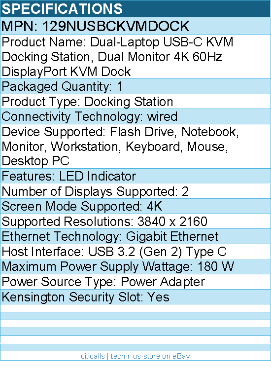 StarTech 129NUSBCKVMDOCK Dual-Laptop USB-C KVM Docking Station