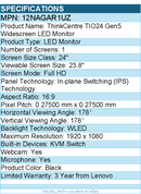 Lenovo 12NAGAR1UZ ThinkCentre TIO24 Gen5 24" Class Webcam Full HD LED Monitor