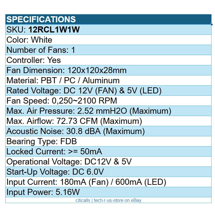 Lian Li 12RCL1W1W UNI CL 2.4G Wireless Signal 120 RGB PC Case FAN 28mm FDB White