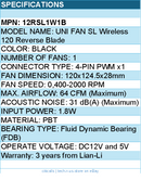 Lian-Li 12RSL1W1B UNI FAN SL 120 Wireless RGB 120mm Fan Reverse Blade - Black