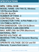 Lian-Li 12RSL1W3B Case Fan - UNI FAN SL 120 Wireless RGB 120mm Reverse Blade