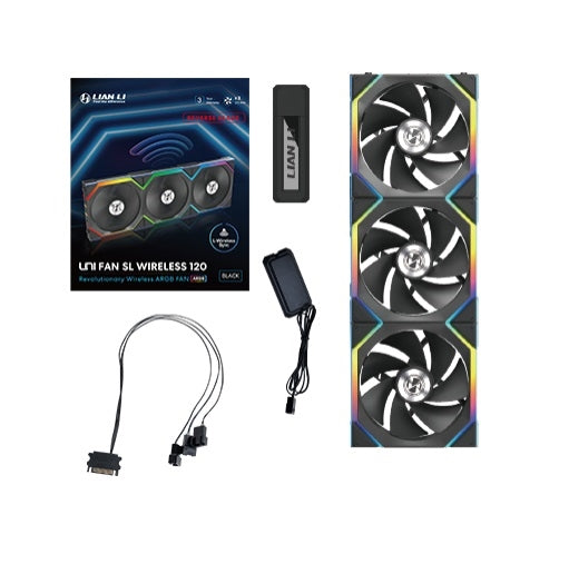 Lian-Li 12RSL1W3B Case Fan - UNI FAN SL 120 Wireless RGB 120mm Reverse Blade