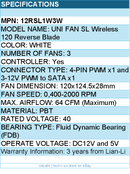 Lian-Li 12RSL1W3W UNI FAN SL 120 Wireless RGB 120mm Fan Reverse Blade White
