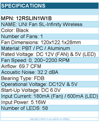 Lian-Li 12RSLIN1W1B Fan - SL-Infinity Wireless - 120 mm - Single Pack
