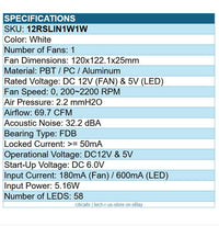 Lian Li 12RSLIN1W1W UNI FAN SL-Infinity 120 Mirror Wireless Control ARGB White