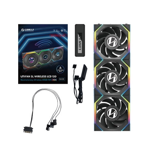 Lian-Li 12RSLLCD1W3B Case Fan - UNI FAN SL 2.4GHz Wireless 1.6 LCD RGB