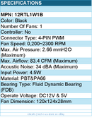 Lian-Li 12RTL1W1B Case Fan - FDB fan Black 120x120x28 mm reverse blade Retail