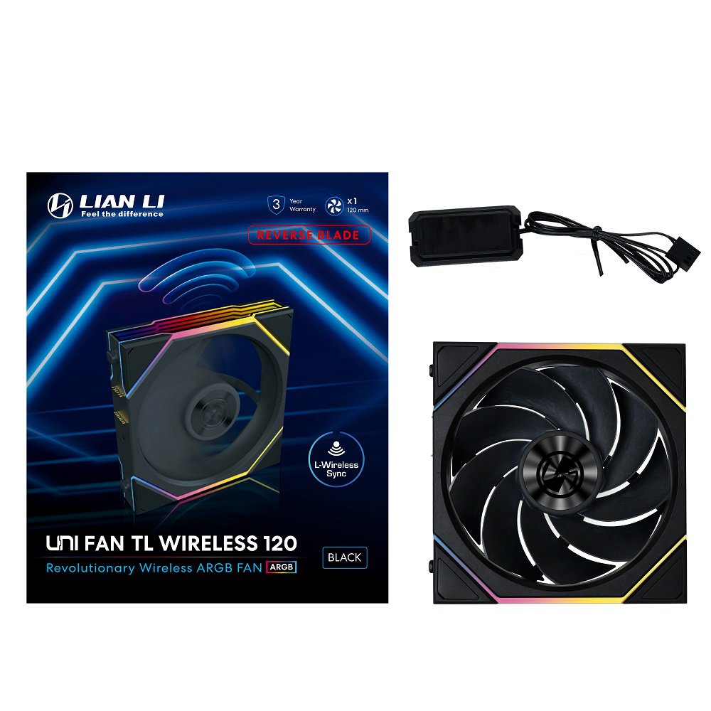 Lian-Li 12RTL1W1B Case Fan - FDB fan Black 120x120x28 mm reverse blade Retail