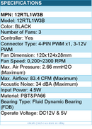 Lian-Li 12RTL1W3B Case Fan - FDB Black 120x120x28 mm 3 pcs reverse blade Retail