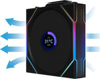 Lian-Li 12RTLLCD1W3B Case Fan - FDB - Black 120x120x28 mm Reverse Blade