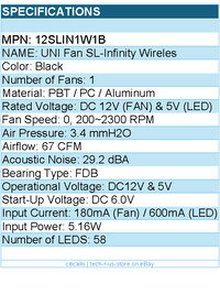Lian-Li 12SLIN1W1B UNI Fan SL-Infinity Wireles - Case Fan - Black