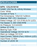 Lian-Li 12SLIN1W1W Fan - UNI Fan SL-Infinity Wireless - 120 mm - Single Pack