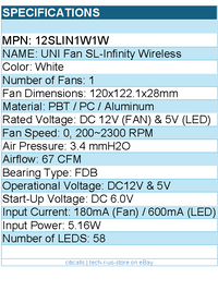 Lian-Li 12SLIN1W1W Fan - UNI Fan SL-Infinity Wireless - 120 mm - Single Pack