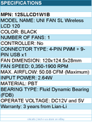 Lian-Li 12SLLCD1W1B Case Fan - UNI FAN SL 2.4GHz Wireless 1.6 LCD RGB 120mm
