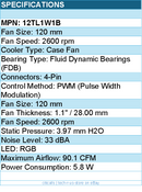 Lian-Li 12TL1W1B Case Fan - FDB Black 120x120x28 mm - 2600 rpm - Retail