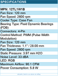 Lian-Li 12TL1W1B Case Fan - FDB Black 120x120x28 mm - 2600 rpm - Retail