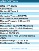 Lian-Li 12TL1W1W Case Fan - FDB - White 120x120x28 mm - 2600 RPM - Retail
