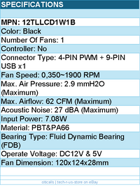 Lian-Li 12TLLCD1W1B Case Fan - FDB - Black 120x120x28 mm - Retail