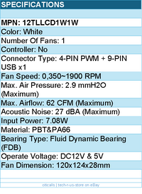 Lian-Li 12TLLCD1W1W Case Fan - FDB - White 120x120x28 mm Retail