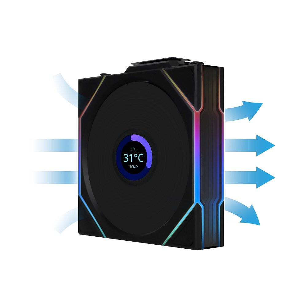 Lian Li 12TLLCD1W3B Seamless Wireless Control LCP Fan Blade LCD RGB Triple Pack