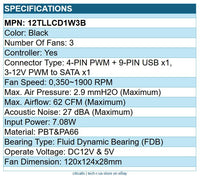 Lian Li 12TLLCD1W3B Seamless Wireless Control LCP Fan Blade LCD RGB Triple Pack