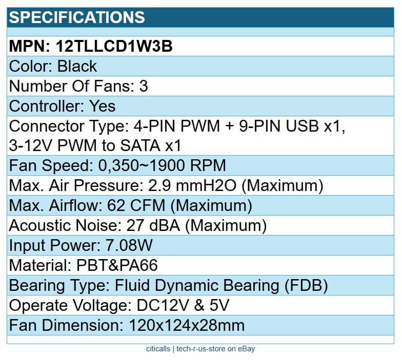 Lian Li 12TLLCD1W3B Seamless Wireless Control LCP Fan Blade LCD RGB Triple Pack
