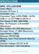 Lian-Li 12TLLCD1W3B Case Fan - FDB - Black 120x120x28 mm Retail