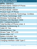 Yealink 1301013 AX83H IP Phone - Cordless - 4 x Total Line - Wi-Fi, Bluetooth