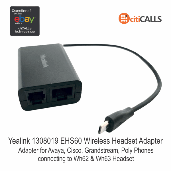 Yealink 1308019 EHS60 Avaya Cisco Poly Grandstream USB Adapter for WH62 WH63 HS