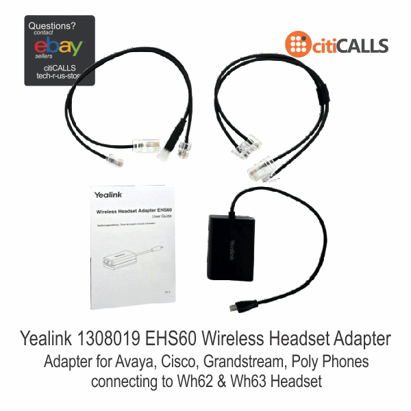 Yealink 1308019 EHS60 Avaya Cisco Poly Grandstream USB Adapter for WH62 WH63 HS