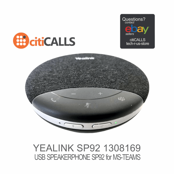 Yealink 1308169 SP92 Microsoft Teams Meeting 50mm Speakerphone Bluetooth USB-C/A