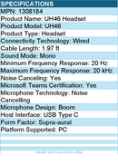 Yealink 1308184 UH46 Headset - Microsoft Teams Certification - Mono - USB Type C