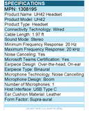 Yealink 1308195 UH42 Headset - Stereo - USB Type C - Wired - Noise Canceling