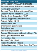 StarTech 133MF-PRIVACY-SCREEN 13.3-inch Flip-Over Laptop Privacy Screen