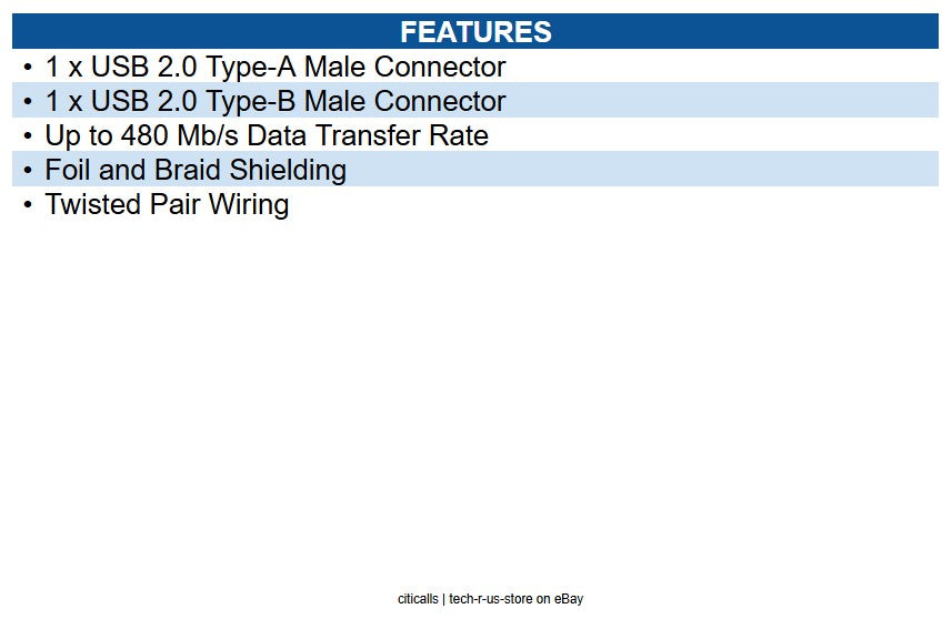 CablesToGo 13400 3m USB Cable USB A to USB B Cable - Type A Male - Type B Male