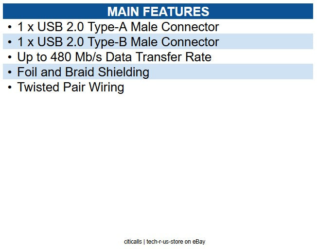 C2G 13401 5m USB Cable USB A to USB B Cable - Type A Male USB - Type B Male USB