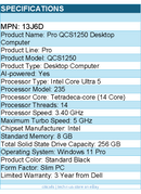 Dell 13J6D Pro QCS1250 Desktop Computer - Intel Core Ultra 5 235 - Slim PC