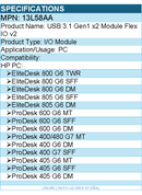 HP 13L58AA USB 3.1 Gen1 x2 Module Flex IO v2 - For PC, Desktop
